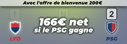 Pronostic bonus 166 euros Lyon PSG