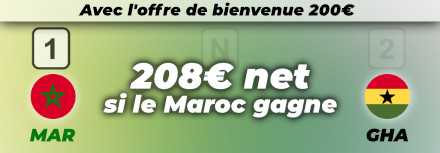 Pronostics Maroc Ghana 208 euros à gagner bonus