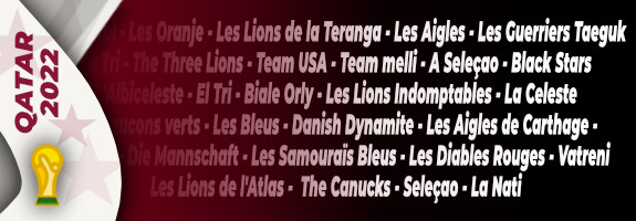 Les surnoms des équipes de football de la Coupe du Monde 2022