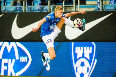 Erling Haaland avec le club norvégien de Molde FK, dont il a porté les couleurs de 2017 à 2019.