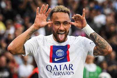 Neymar lors d'un match de Ligue 1 face à Troyes en 2022.