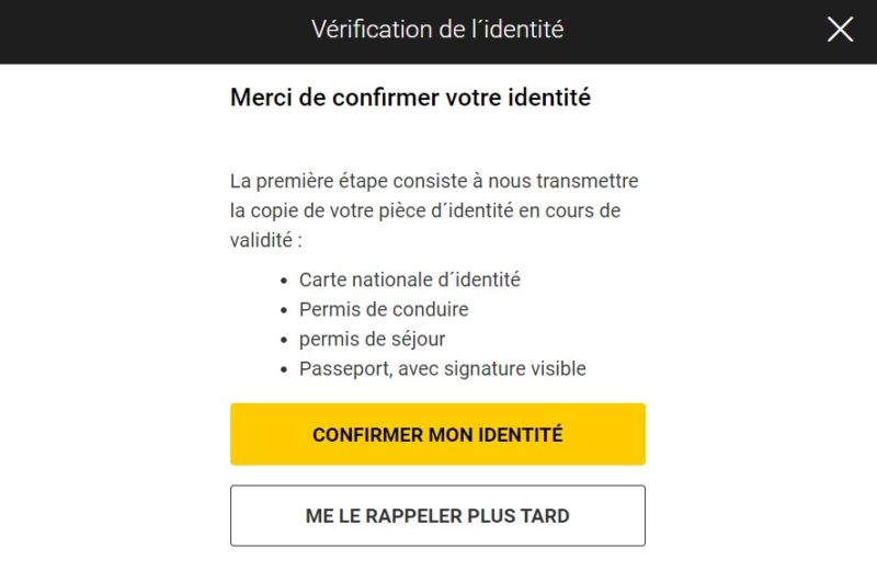 Validation compte Bwin