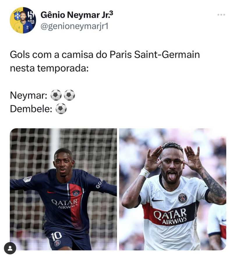 Neymar Jr se moque des stats de Dembélé