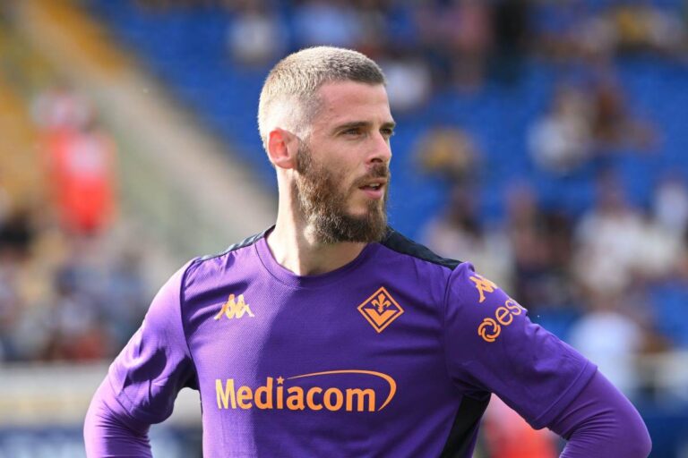 David De Gea à l'échauffement avec la Fiorentina @Alamy