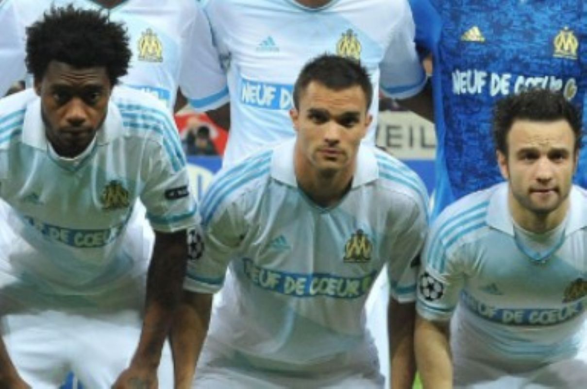 Nicolas N'Koulou à l'OM avec Morel et Valbuena @Alamy