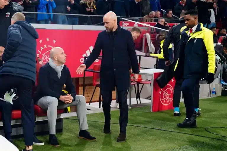 Erik Ten Hag face à Arne Slot lors d'un match opposant l'Ajax et l'AZ @Alamy